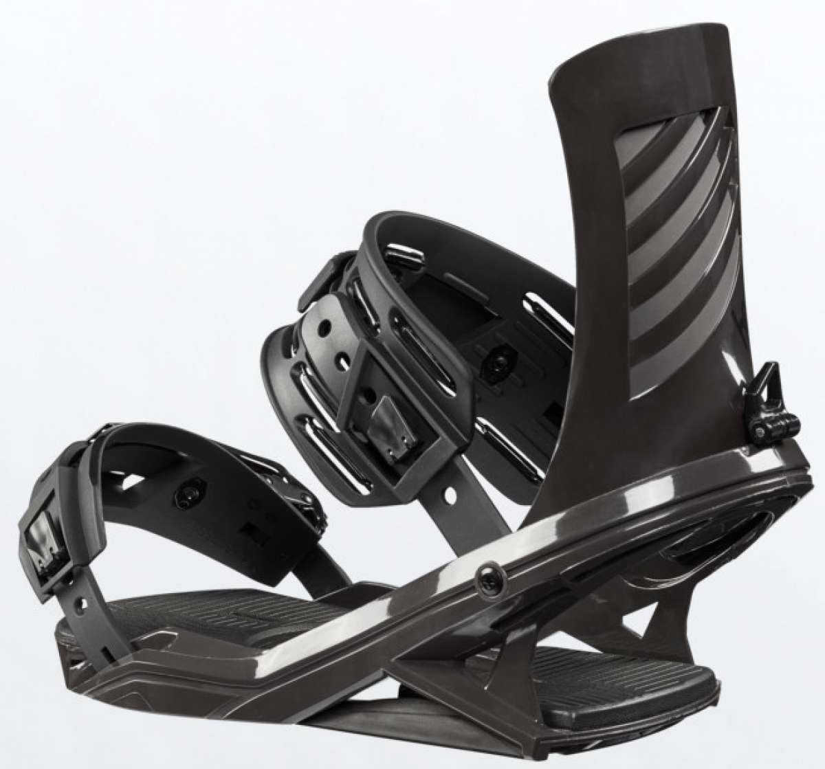 Head Fx One Lyt Snowboard Bindings 2022 - Black bindings with silver buckles and straps.