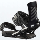 Head Fx One Lyt Snowboard Bindings 2022 - Black bindings with silver screws and a black strap on top of a white background.
