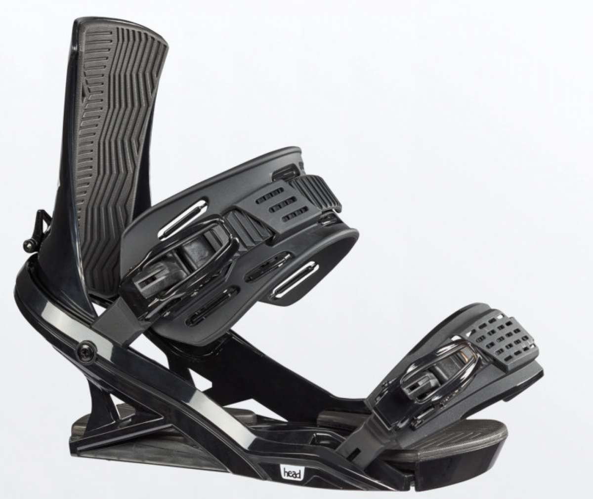 Head Fx One Lyt Snowboard Bindings 2022 - Black bindings with a sleek, modern design and silver buckles.