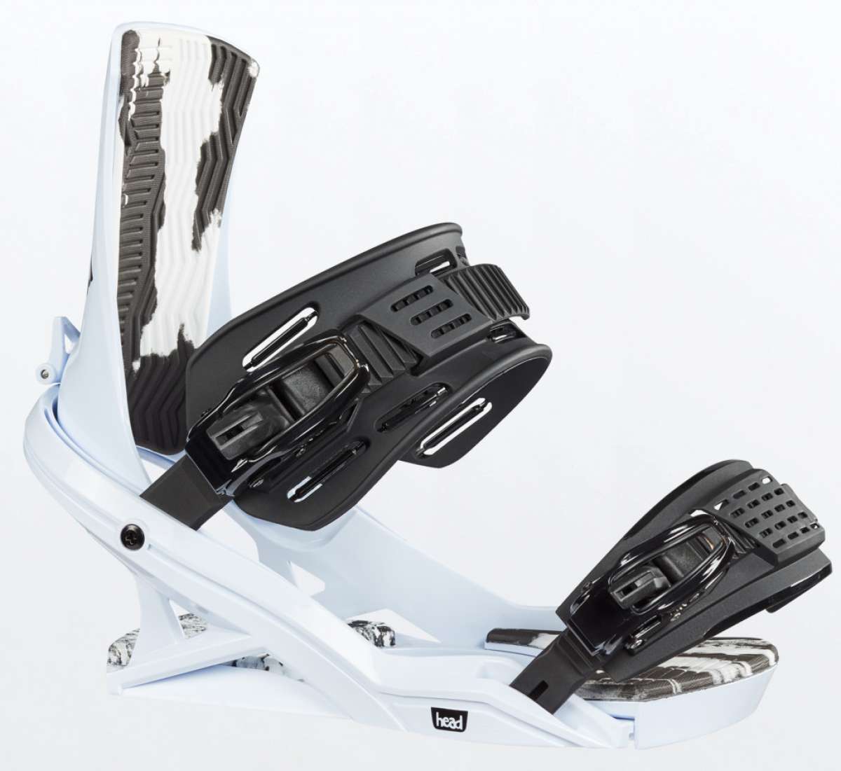 Head Fx One Lyt Snowboard Bindings 2022 - White bindings with black buckles and straps.