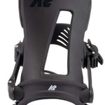 The K2 Line Up Snowboarding Bindings for 2022 are black and feature a BOA closure system. They have a sturdy design with a comfortable footbed, suitable for snowboarders of all skill levels.