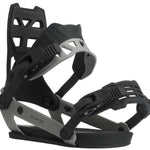 Ride A-8 Snowboard Bindings 2022 - Black bindings with silver buckles and straps.