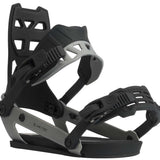 Ride A-8 Snowboard Bindings 2022 - Black bindings with silver buckles and straps.