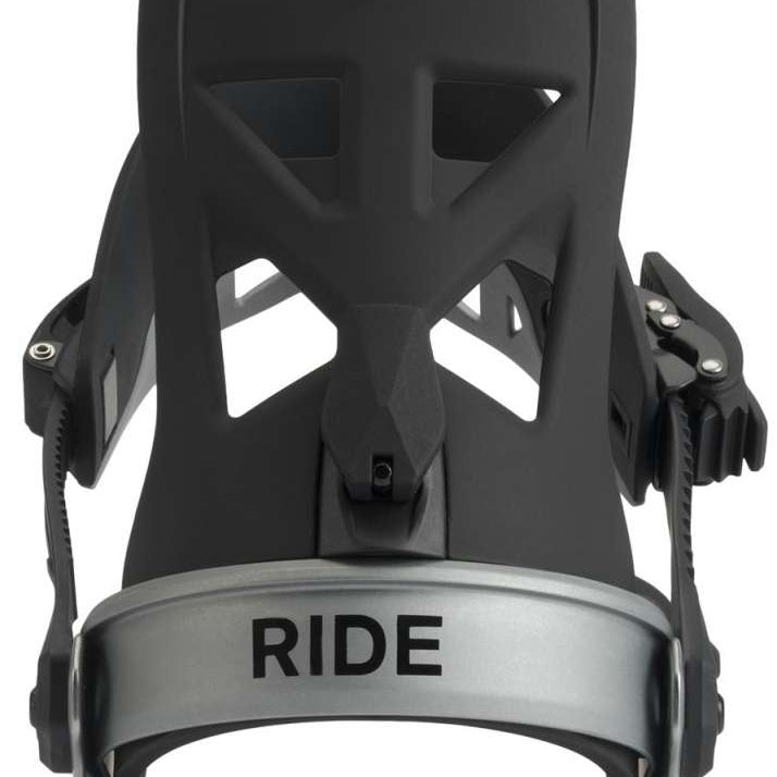 Ride A-8 Snowboard Bindings 2022 - Black bindings with silver buckles and straps.