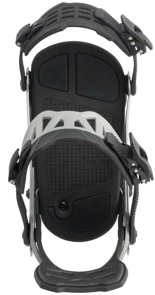Ride A-8 Snowboard Bindings 2022 - Black bindings with silver buckles and straps.