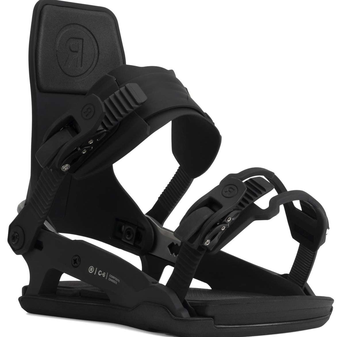 Ride C-6 Snowboard Bindings 2022 - Black bindings with silver screws and buckles.