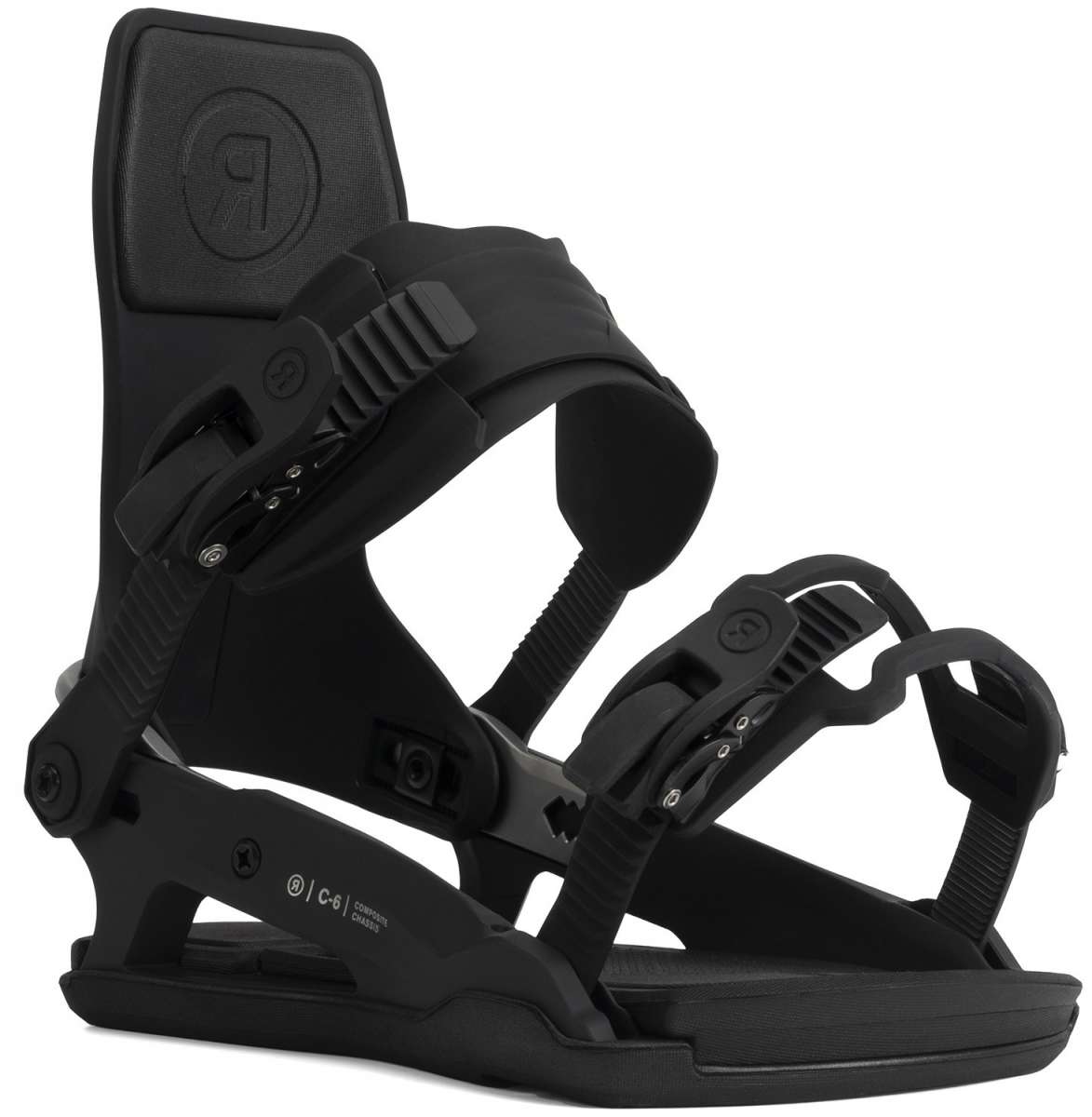 Ride C-6 Snowboard Bindings 2022 - Black bindings with silver screws and buckles.