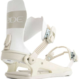 Ride C-6 Snowboard Bindings 2022 - A pair of white snowboard bindings with silver buckles and straps.