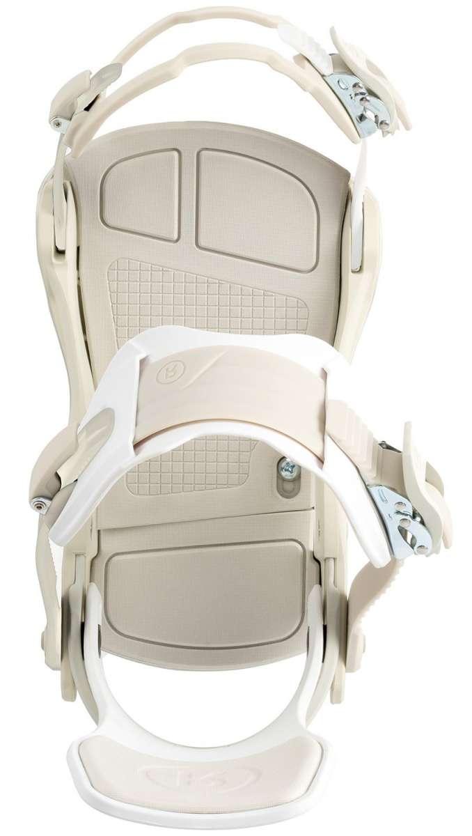 Ride C-6 Snowboard Bindings 2022 - A pair of snowboard bindings with a sleek, modern design and silver buckles.