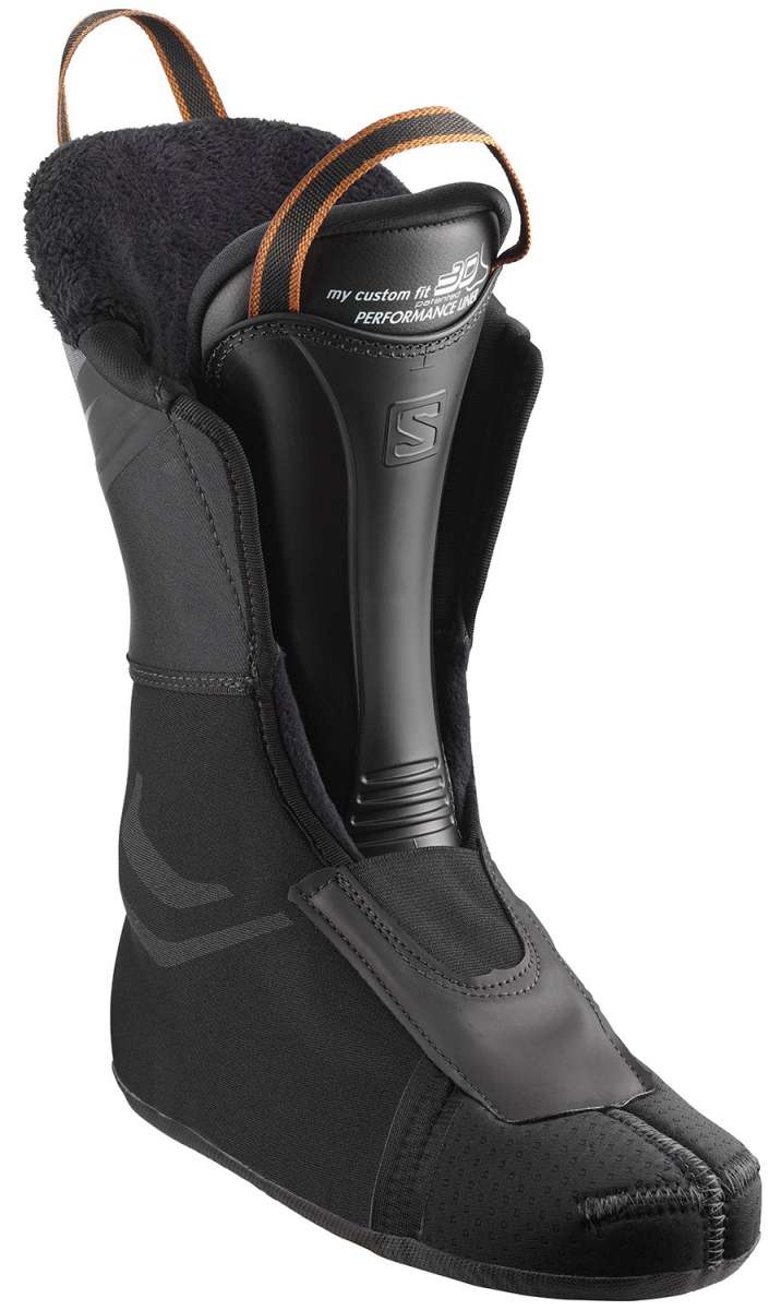 Salomon Ladies S-Pro 90 GW Ski Boots 2022 - Black ski boots with a white logo on the side and a silver buckle.