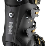 Salomon Ladies S-Pro 90 GW Ski Boots 2022 - Black ski boots with gold buckles and straps.