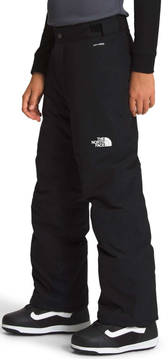 North Face Boys Freedom Insulated Pant 2024 - Black pants with white logo on left leg.