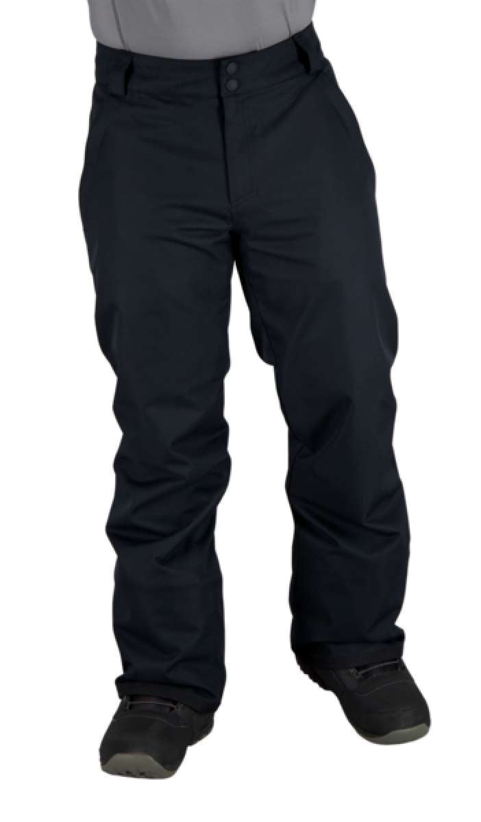 Obermeyer Keystone Shell Pant Short 2022 - A pair of black snow pants with a zippered fly and two front pockets.