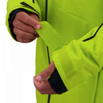 Obermeyer Raze Insulated Jacket 2022 - A bright yellow-green jacket with black accents and a zippered front.