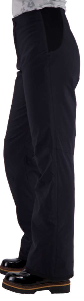 Obermeyer Women's Sugarbush Insulated Pants Tall 2022-2023 - Black insulated ski pants with a subtle pattern of thin, darker stripes on the upper thigh area.