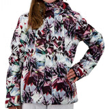 Obermeyer Girls Taja Print Insulated Jacket 2022 - A white jacket with a colorful floral pattern featuring pink, purple, and green flowers.
