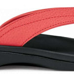 Olukai Women's Ohana Sandals 2022 - A pair of coral-colored sandals with a woven strap design and a small logo on the side.