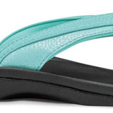 Olukai Women's Ohana Sandals 2022 - A pair of light blue sandals with a strap and toe post, featuring a textured pattern on the straps.