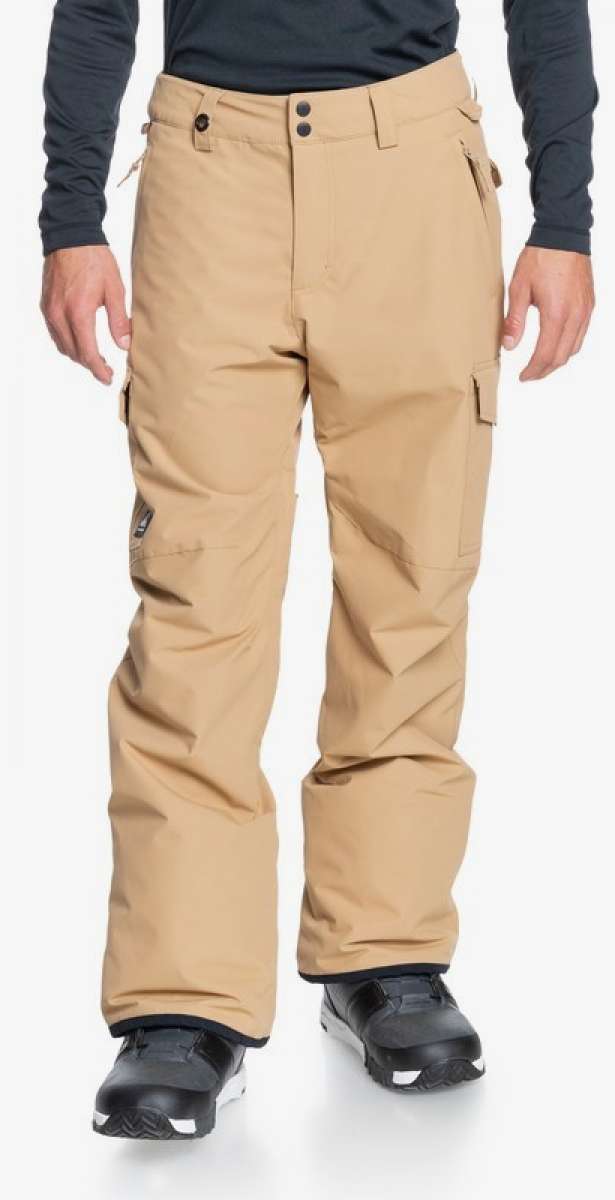 Quiksilver Porter Insulated Pants - Beige snow pants with zippered pockets and adjustable cuffs.
