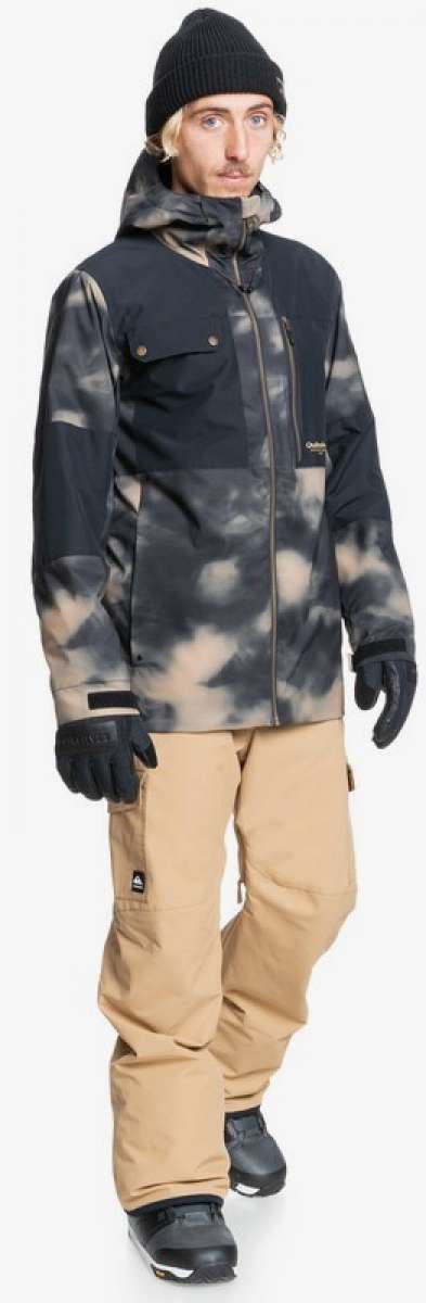 Quiksilver Porter Insulated Pants 2022 - Black insulated pants with a black zipper and two front pockets.