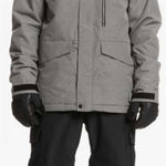 Quiksilver Porter Insulated Pants - Black snow pants with a black zipper on the left thigh and two zippered pockets at the waist.