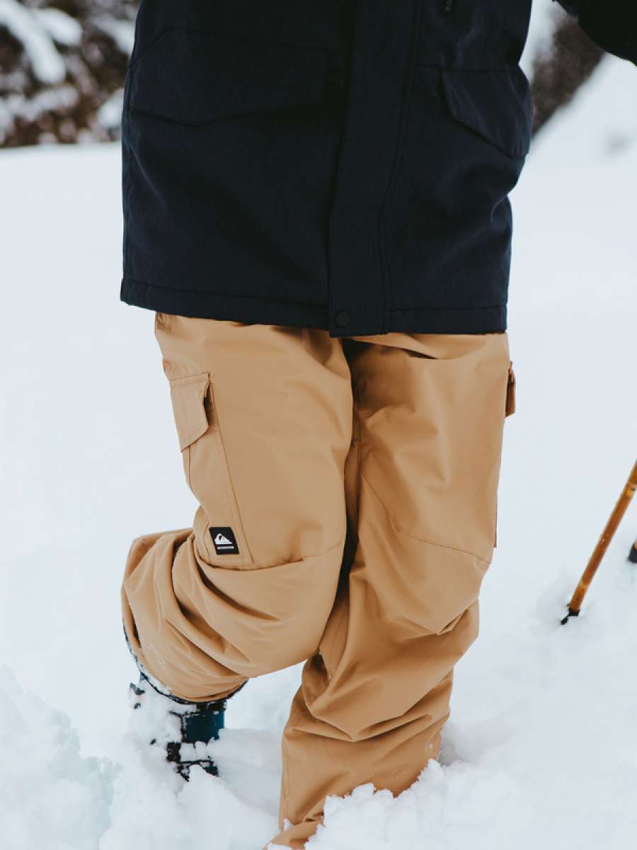 Quiksilver Porter Insulated Pants - These tan insulated pants feature a black logo patch on the left leg pocket.