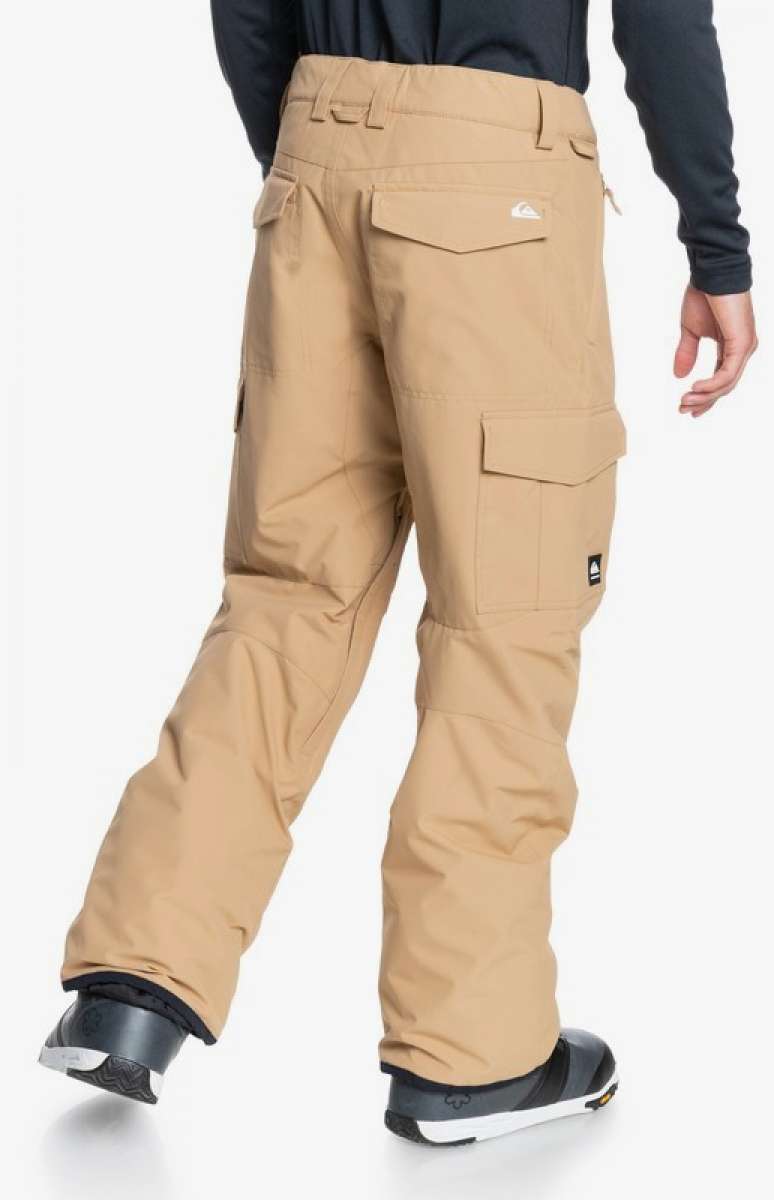 Quiksilver Porter Insulated Pants - 2022 model with a black and grey color scheme, featuring a zippered pocket on the side.
