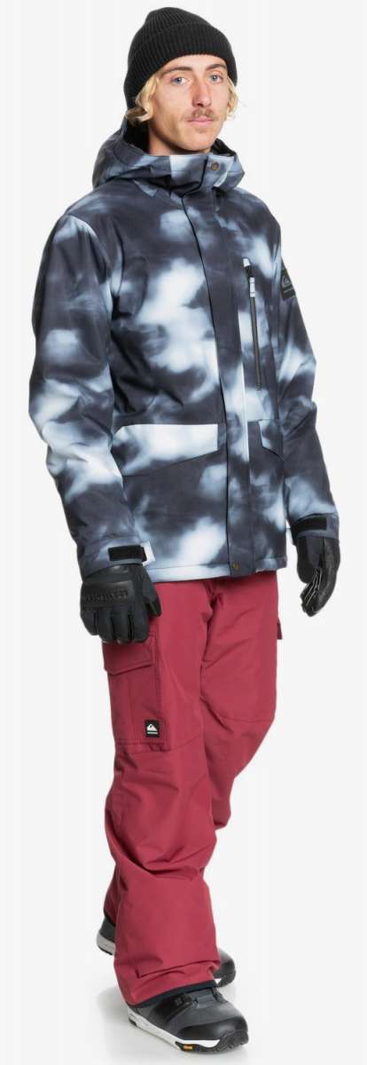 Quiksilver Porter Insulated Pants - A pair of black insulated pants with a subtle white pattern on the upper thigh area.