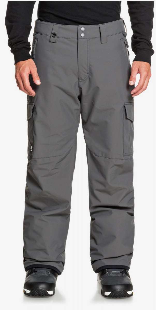 Quiksilver Porter Insulated Pants - Dark gray pants with a subtle pattern of thin, darker gray lines on the upper thigh area.
