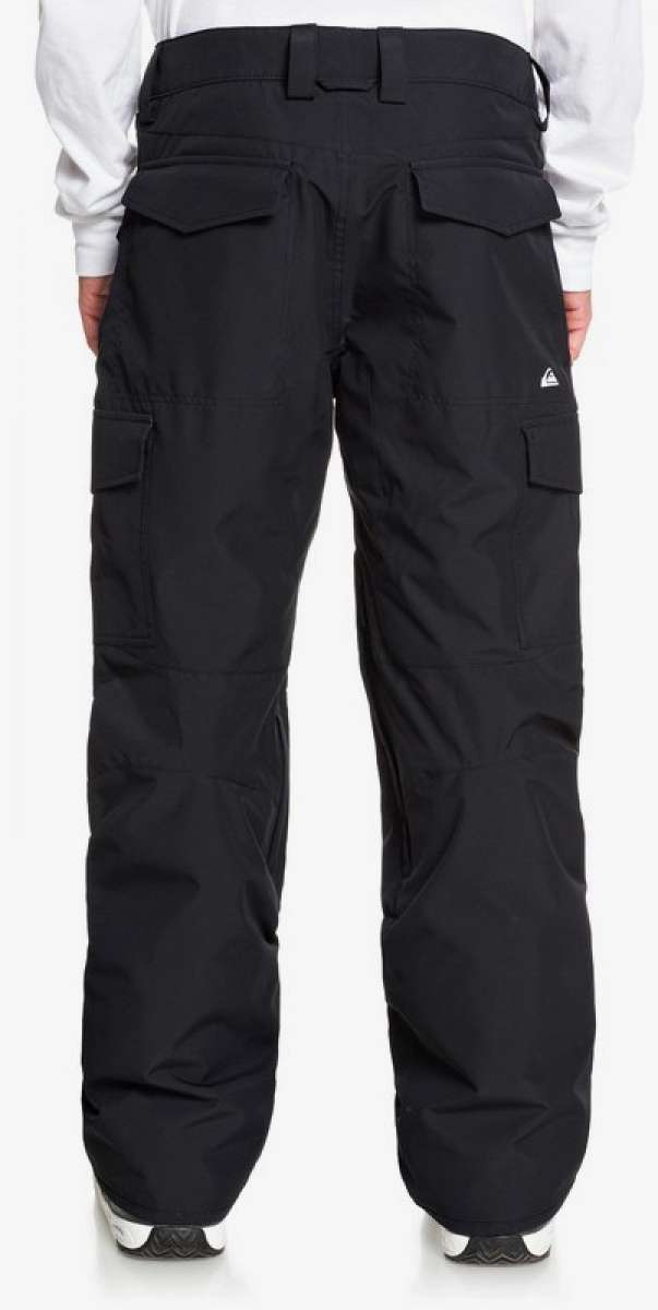 Quiksilver Porter Insulated Pants 2022 - Black pants with a white logo on the left thigh pocket.