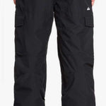 Quiksilver Porter Insulated Pants 2022 - Black pants with a white logo on the left thigh pocket.