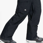 Quiksilver Porter Insulated Pants 2022 - Black pants with a white logo on the left thigh pocket.