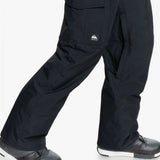 Quiksilver Porter Insulated Pants 2022 - Black pants with a white logo on the left thigh pocket.