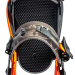 Rome Crux Snowboard Bindings 2022 - Black bindings with silver buckles and straps on a white background.