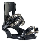 Rome Crux Snowboard Bindings 2022 - Black bindings with silver buckles and straps.