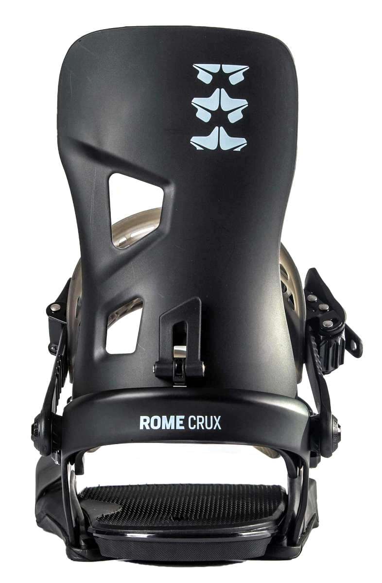 Rome Crux Snowboard Bindings 2022 - Black bindings with silver screws and buckles.
