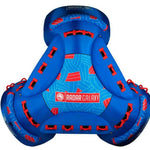 Radar Galaxy 4-Person Inflatable Tube - Blue tube with red accents and a geometric pattern on the inner surface.