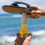 Reef Men's Fanning Sandal - Sandals are black with white accents and a woven strap on top of foot.