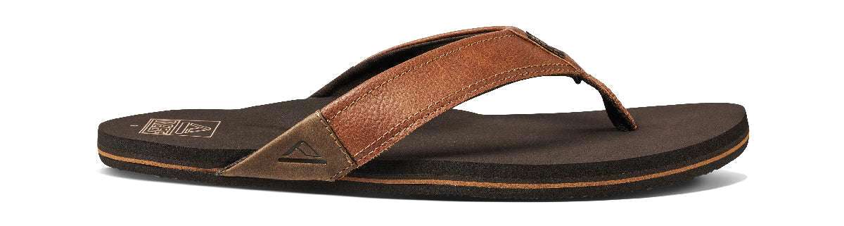 Reef Newport Sandals 2022 - Brown sandals with a strap across the top of the foot and a small logo on the side.