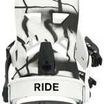 Ride A-8 Snowboard Binding 2024 - Black snowboard binding with silver screws and bolts.