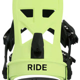 Ride A-8 Snowboard Binding 2024 - Black snowboard bindings with silver screws and buckles.