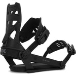 Ride A-8 Snowboard Binding 2024 - Black snowboard bindings with silver screws and buckles.