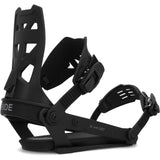 Ride A-8 Snowboard Binding 2024 - Black snowboard bindings with silver screws and buckles.