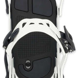 Ride A-8 Snowboard Binding 2024 - Black bindings with silver screws and bolts on a white background.