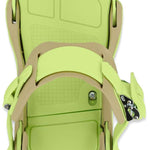 Ride C-6 Snowboard Binding 2024 - A lime green snowboard binding with a textured pattern on the baseplate and silver buckles.