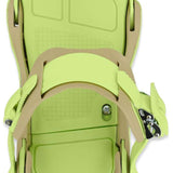 Ride C-6 Snowboard Binding 2024 - A lime green snowboard binding with a textured pattern on the baseplate and silver buckles.
