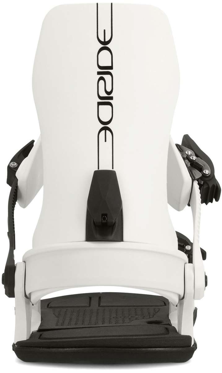 Ride C-6 Snowboard Binding 2024 - A white snowboard binding with black buckles and a black strap on the right side.