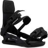 Ride C-6 Snowboard Binding 2024 - Black snowboard bindings with white accents on buckles and straps.