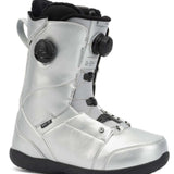 Ride Ladies Hera Snowboard Boots 2022 - A pair of white snowboard boots with black laces and a black logo on the side.