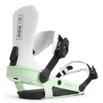 Ride Ladies AL-6 Snowboard Bindings 2022 - A pair of white snowboard bindings with black buckles and straps.